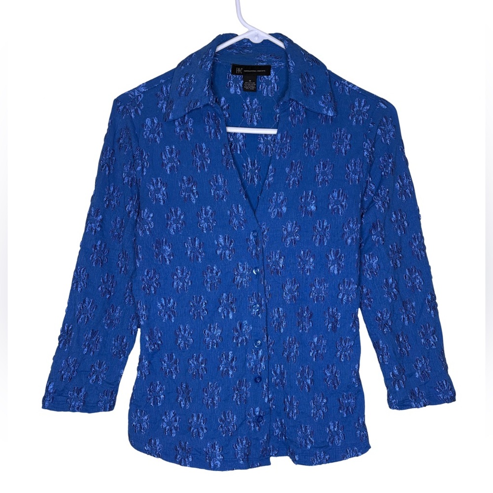 INC International Concepts Blue Button Up